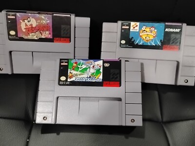 3 Warner Bros Games Taz Bugs Bunny Rabbit Animaniacs Super Nintendo  SNES Workin