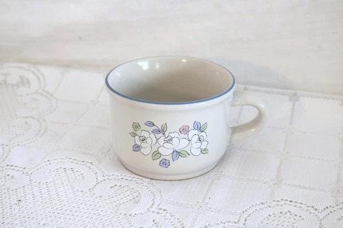 HEARTHSIDE FLEUR DE LUNE CHANTILLY JAPAN STONEWARE 3"h Soup Souper Mugs Set of 2