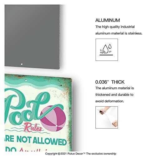 Pool Rules Sign, Indoor/Outdoor Swimming Pool Decorations, 12x8 Pool Rules 2 - Bild 2 von 6