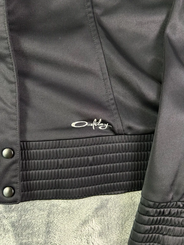 Chaqueta Softshell Y2K Oakley Para Mujer Pequeña Negra Estilo Moto Cremallera Completa Forrada de Vellón Foto 2 de 4