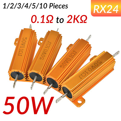 50W Watt High Power Golden Aluminium Load Metal Resistor Wire Wound 0.1- 2K ohm