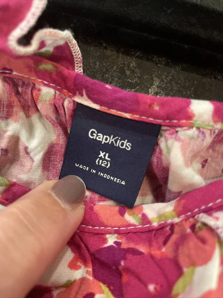 Vestido floral rosa con tirantes de espagueti Gap para niñas, XL (12). Foto 4 de 4