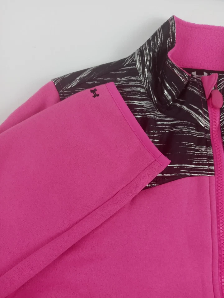 Chaqueta Atlética Under Armour Niñas Talla XL Rosa Tormenta Cremallera Completa Logo Foto 3 de 4