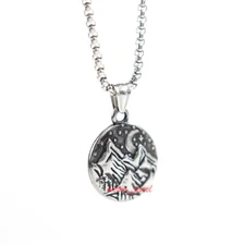 Womens Girls Small Mountain Crescent Moon Stars Pendant Necklace Stainless Steel