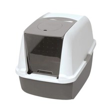 Catit Hooded Cat Litter Box Tray Grey Airsift Filter System Catflap Easy Scoop