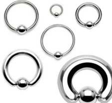 Pair of Surgical Steel Captive Bead Ring Nipple Eyebrow Septum CBR 20 -00 Gauge 