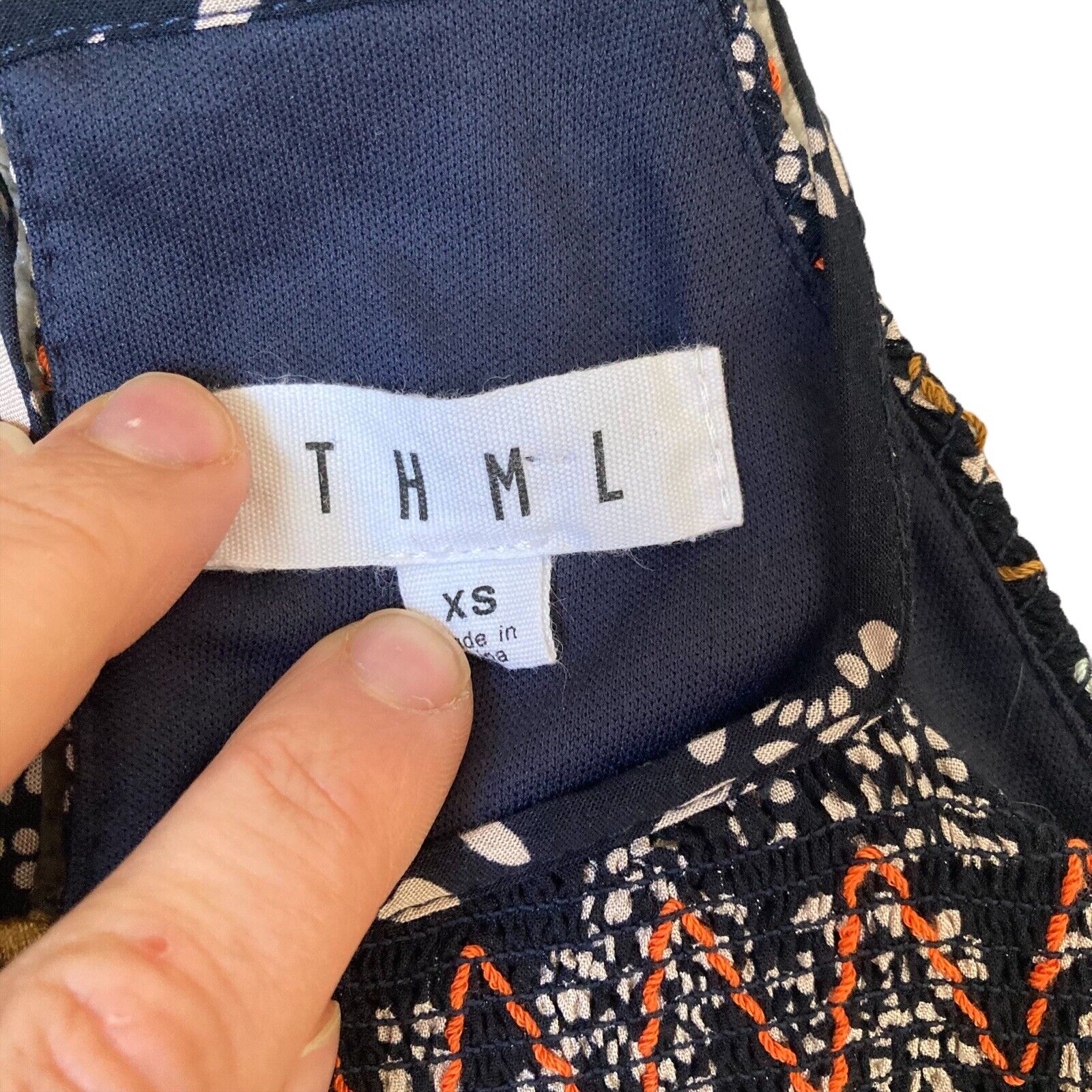 THML XS Dress Navy Blue Embroidered Sleeveless Bo… - image 4