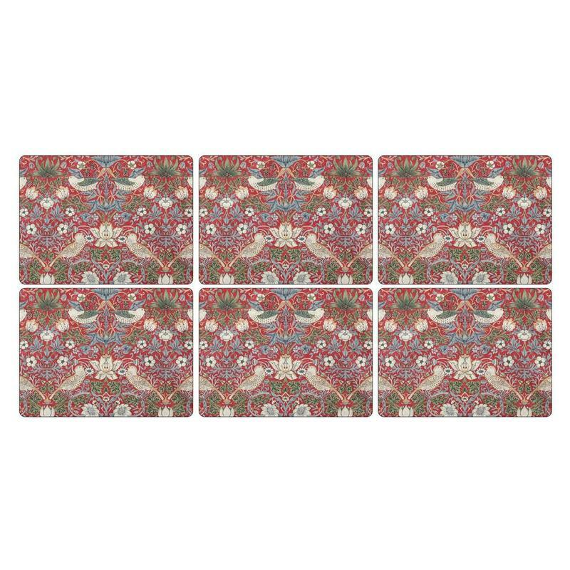 Pimpernel for The Original Morris & Co Strawberry Thief Red Placemats Set of 6