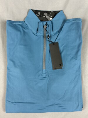 Greyson Golf Pullover Tate 1/4 Zip Small Orca Blue Polyamide NWT MSRP $138