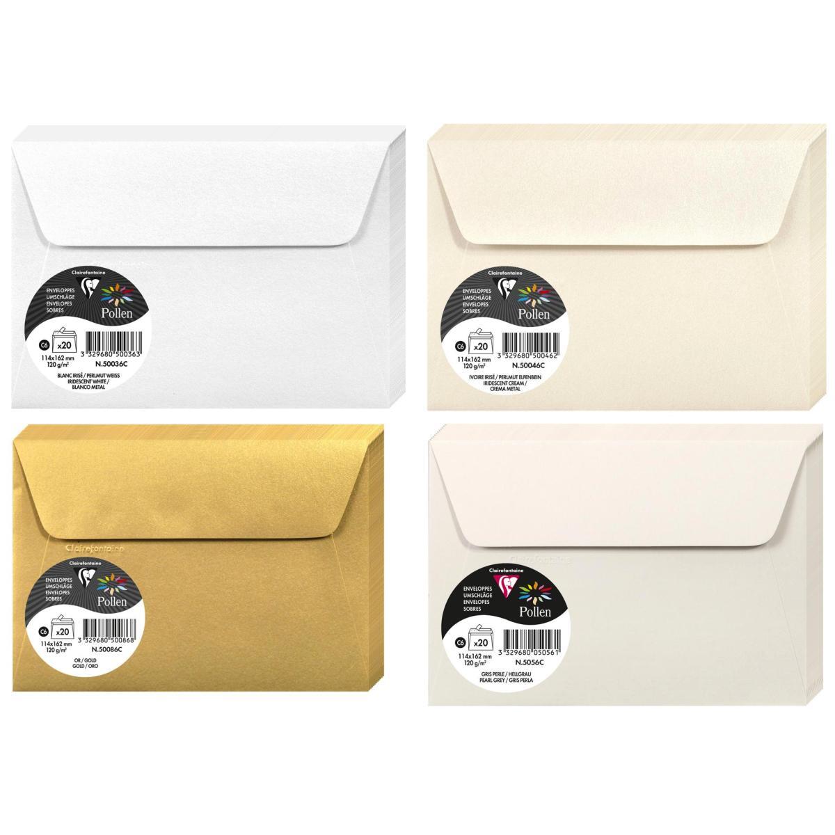 Clairefontaine Briefumschlag Pollen C6 120g Ve=20 Stück Haftklebung Bo