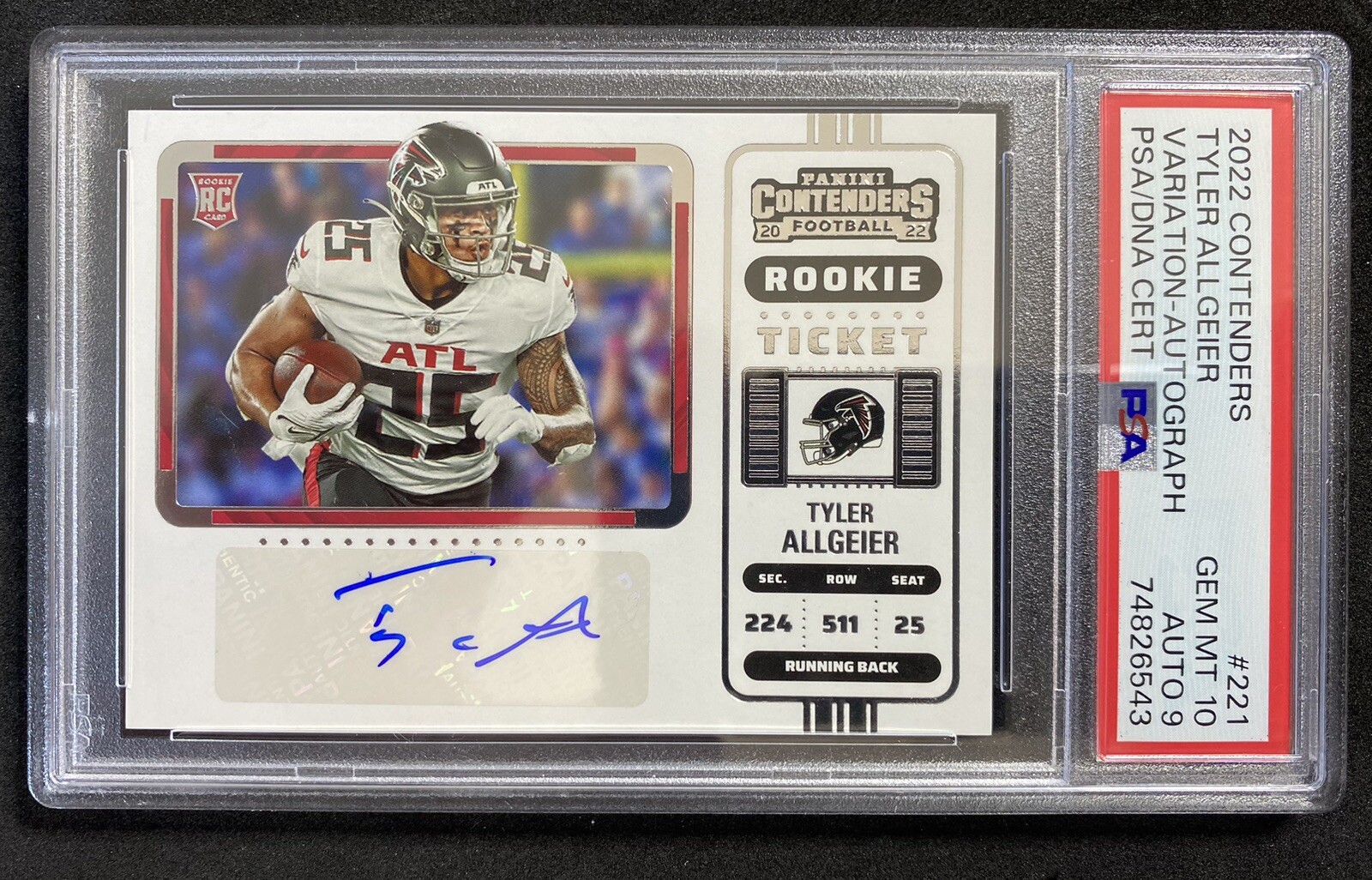 2022 Contenders Tyler Allgeier Variation RC/Auto PSA10/POP 1