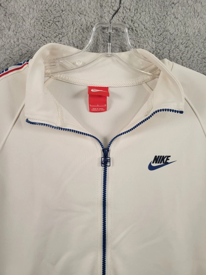 Chaqueta Nike Para Hombre Ropa Deportiva Grabada Poli Pista Cremallera Blanca Para Hombre L De Colección Años 2000. Foto 2 de 4