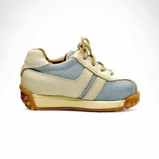 JACADI BABY RUNNING SHOES - Light Blue Suede Beige Leather - 20 EU / 4.5 US