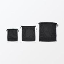 Muji Polyester Mesh Drawstring bag Double type Black Color With 3 Sizes