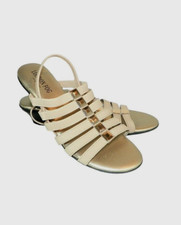 London Fog Emmy Gold Sandals Open Toe Slingback Slides Womens Size 6.5