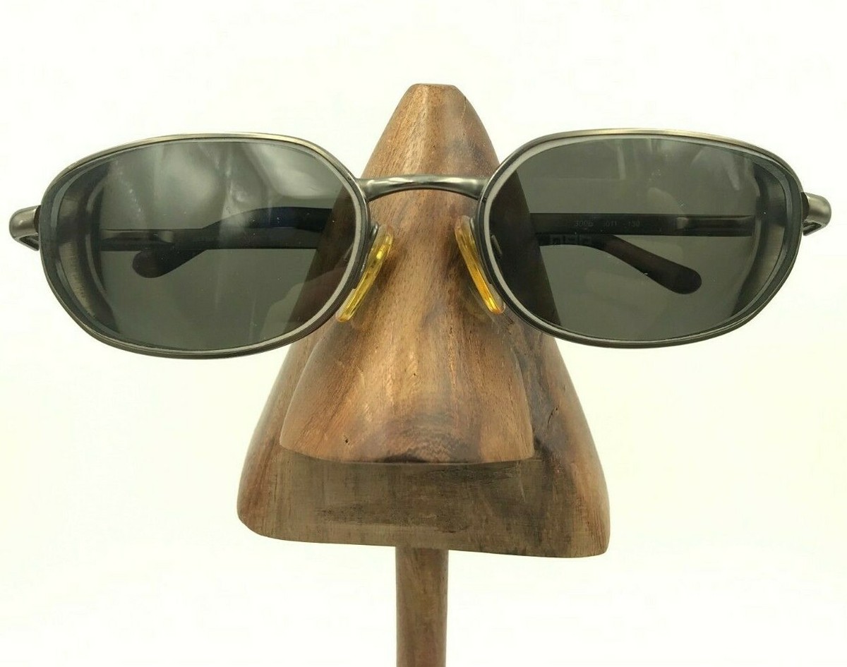 Vintage Emanuel Ungaro 3006 Silver Metal Oval Geometric Sunglasses 