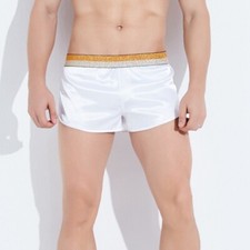 Mens Faux Satin Boxers Shorts Soft Briefs Trunks Underwear Underpants Nightwear
