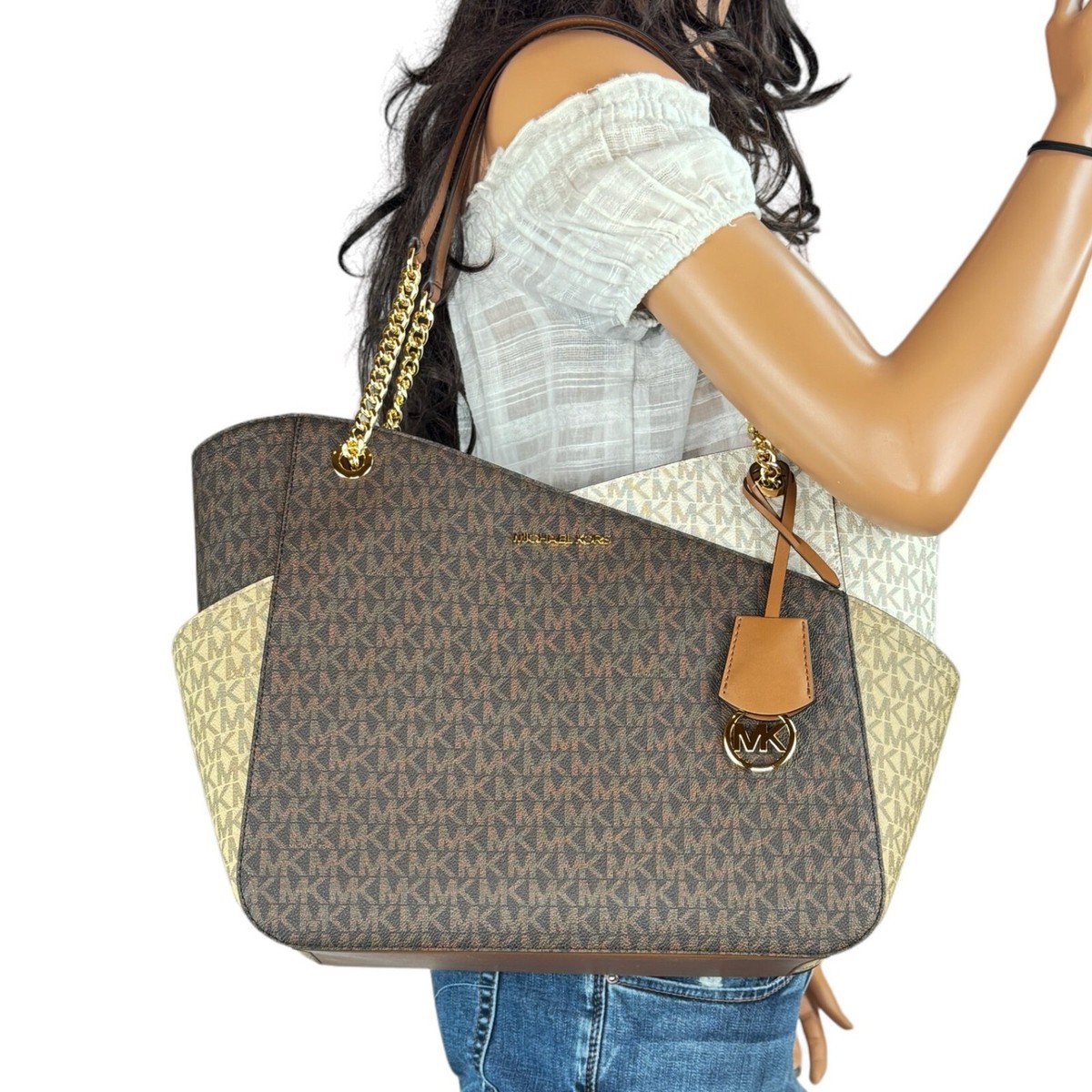 【国内即発】マイケルコース JET SET TRAVEL CHAIN TOTE LUGGAGE MICHAEL KORS JET SET TRAVEL LARGE CHAIN SHOULDER TOTE BAG MK