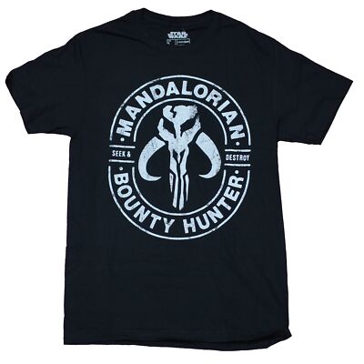 Star Wars Mens T-Shirt - Mandalorian Bounty Hunter Seek & Destroy