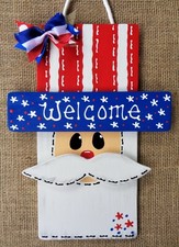 AMERICANA Welcome UNCLE SAM SIGN 4th of July Deck Porch Wall Door Hanger Plaque