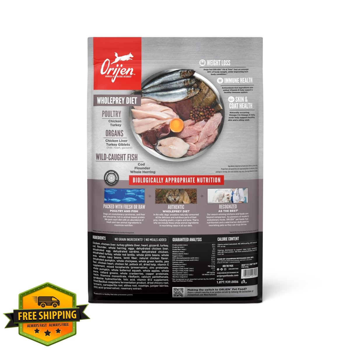 ORIJEN Fit and Trim Grain-Free Dog Food, 13lb Bag