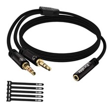 Headphone Splitter for Computer, 3.5mm Female to Dual 3.5mm Male Audio 3FT