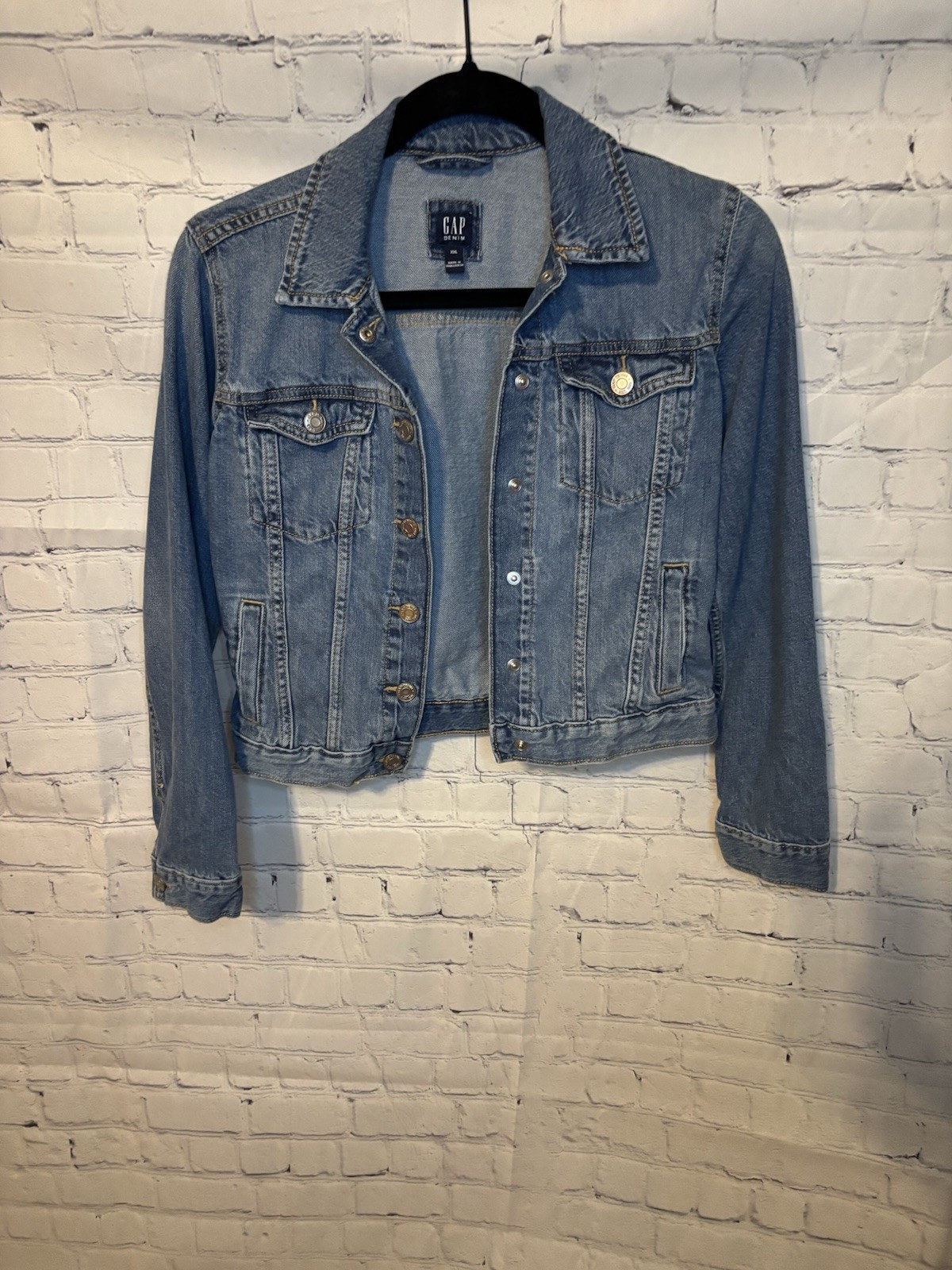 Gap Denim Jacket Blue Button Front Collared Light… - image 2