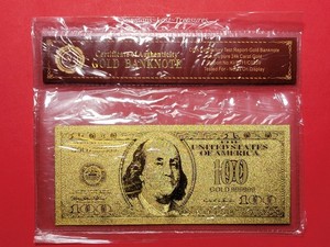 $100 Dollar Wr Limited 99.9% 24k Gold Foil Polymer Bill US With Certificate 