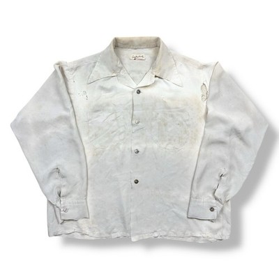 トップス 40s vintage cotton rayon shirt Vintage 40s Sandy Mac Donald Rayon Loop Collar Shirt Atomic