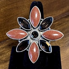 33 g Krush Kandy Southwestern riesiger Cluster Sterlingsilber 925 verstellbarer Ring