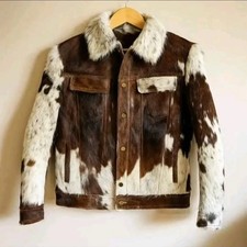 Men's Hair-On Cowhide Leather Jacket Fur Collar Hair-On Cowhide Leather Jack