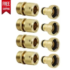 4 Pairs Garden Hose Quick Connector Brass 3/4"" GHT Thread Water Hose Adapter US