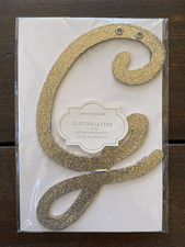Pottery Barn Kids Cursive Letter G Gold Glitter 10 Inches Tall Grommets NEW