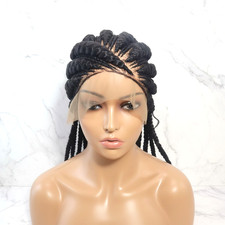 Large Cornrow Braids. Black Braided Wig. Full Lace with Baby Hair