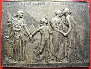 France. Plaque argt. Assemblée actionnaires chemin de fer : Paris Lyon Méditer.