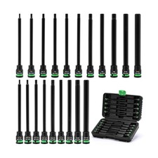 Tecotek 38 Drive Long Impact Hex Bit Socket Set Allen Bit Sockets 20pcs A...