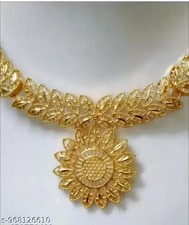 South Indian Traditional Gold Plated Bridal Necklace Set with Earrings for Women