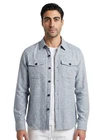 $1650 ISAIA Light Blue Hand-Sewn Overshirt Jacket Linen - Silk - Cotton Size L