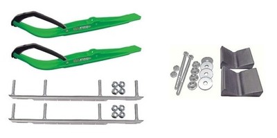 C&A Pro Green Razor Snowmobile Skis w/ 9'' Shaper Bars Complete Kit Yamaha 2014