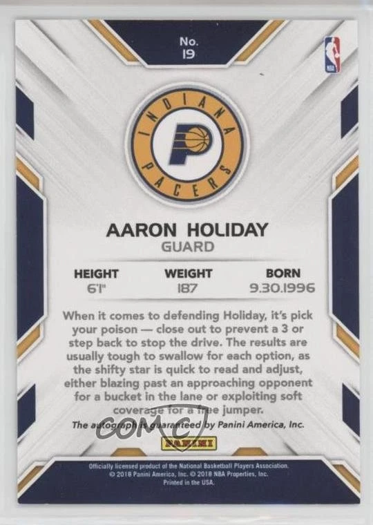 2018-19 Panini Donruss Next Day Auto Aaron Holiday #19 Rookie Auto RC - Image 2 of 2
