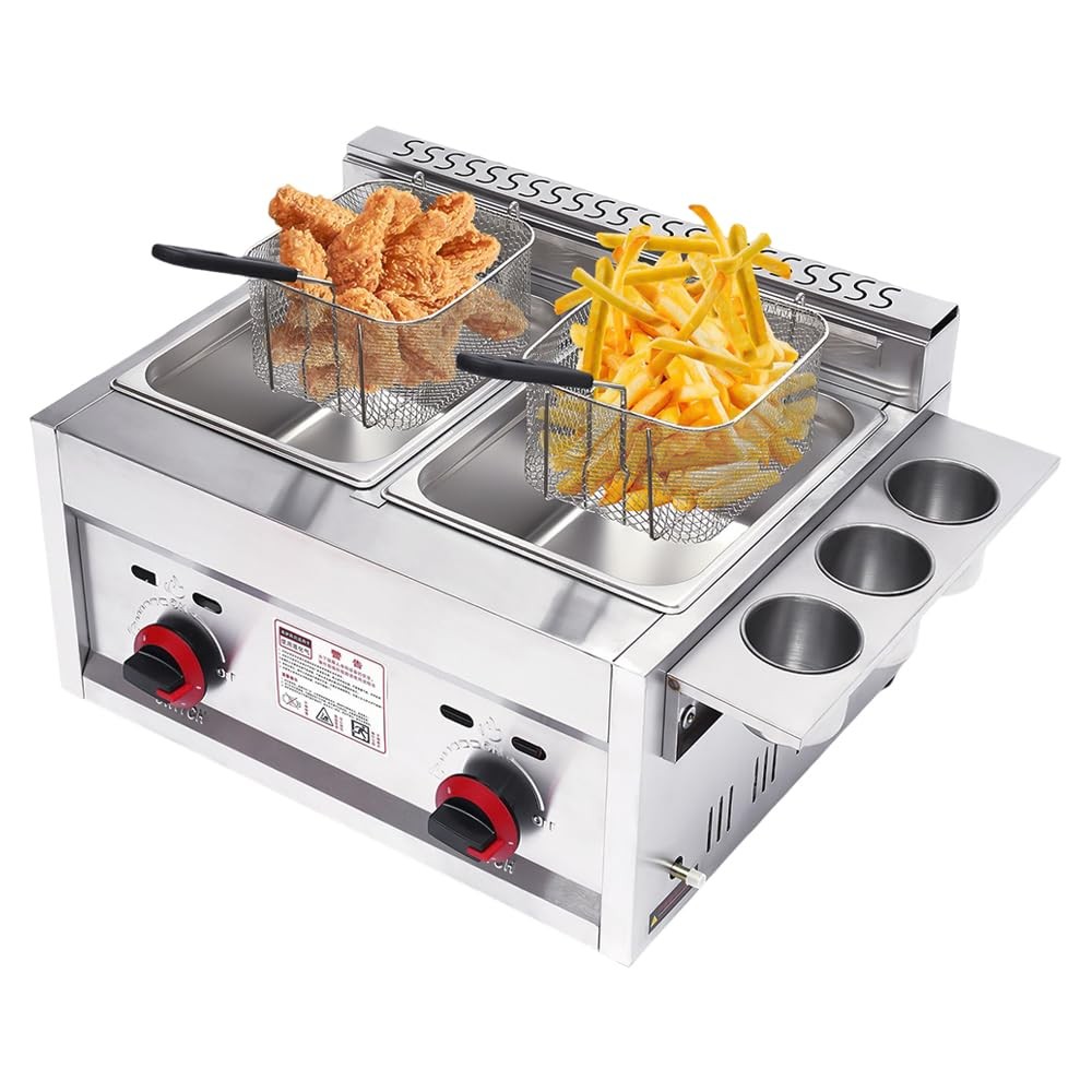 Commercial Gas Deep Fryer, 12 Liter Countertop Stainless Ste