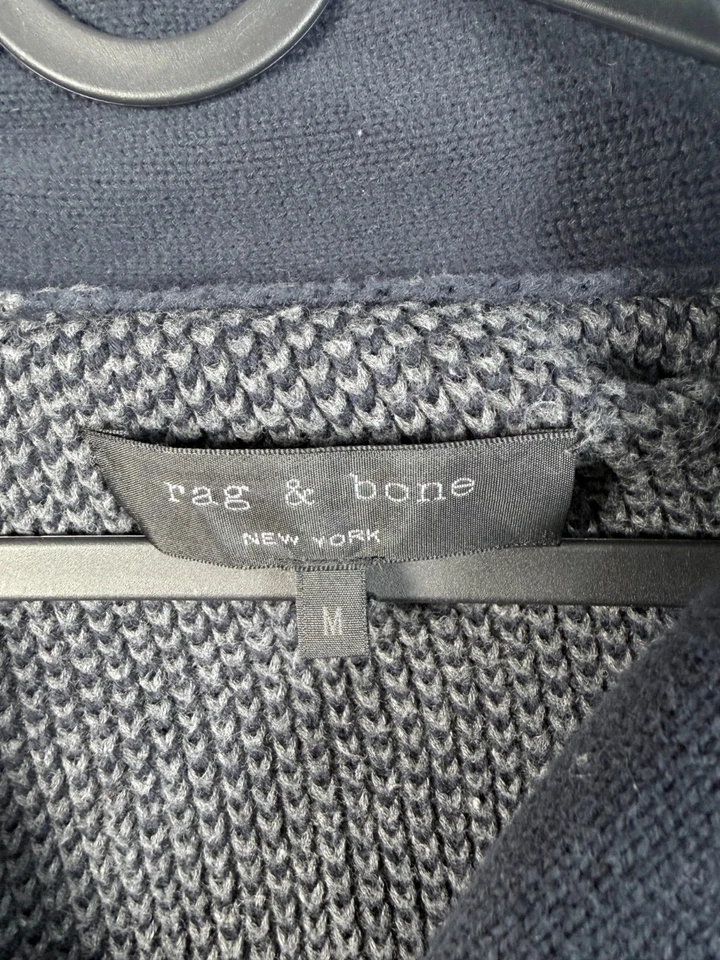 Rag & Bone Mens Button Up Shawl Collar Cardigan Sweater Blue Sz Medium 17x27 - Image 4 of 4