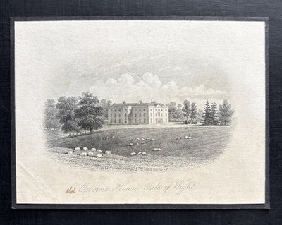 Antiker Queen Victoria Gravur London News 1843 Osborne House Isle Of Wight