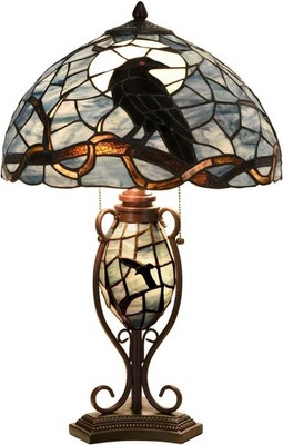 Vollmond Rabe Tiffany Buntglas Lampe 16''x24'' Nachtlicht Dekor