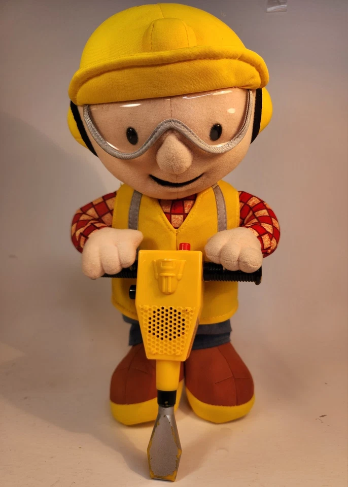 2001 Hasbro Animated Talking Bob the Builder Jackhammering Stuffed Doll Figure - Image 4 of 4