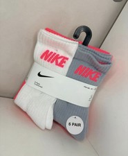 NIKE Boys Socks Crew Cushioned School Everyday 6 Pair Shoe Size 10C-3Y