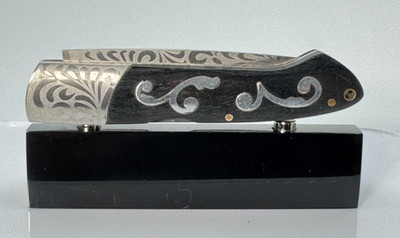 Boker Magnum La Fleur Folding Knife 2-5/8'' Etched Blade, Black Wood Handles