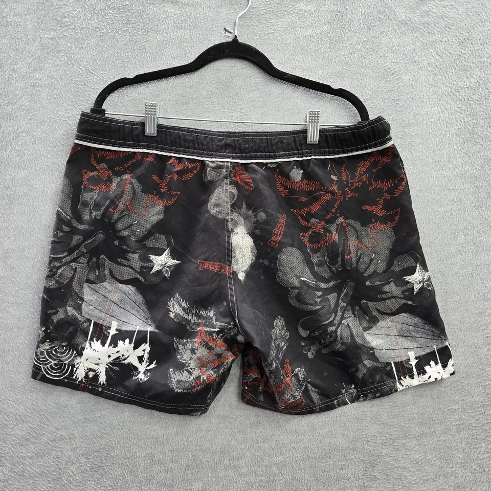 Diesel Hombres Traje de Baño XL Negro Logo Bordado Bañador Grunge Y2K LEER Foto 3 de 4