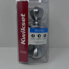Kwikset Bed and Bath Silver Door Knob Interior Privacy Lock Set Brushed Nickel