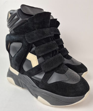 Isabel Marant Women's Black White Balskee Hidden Wedge High Top Sneakers Size 40